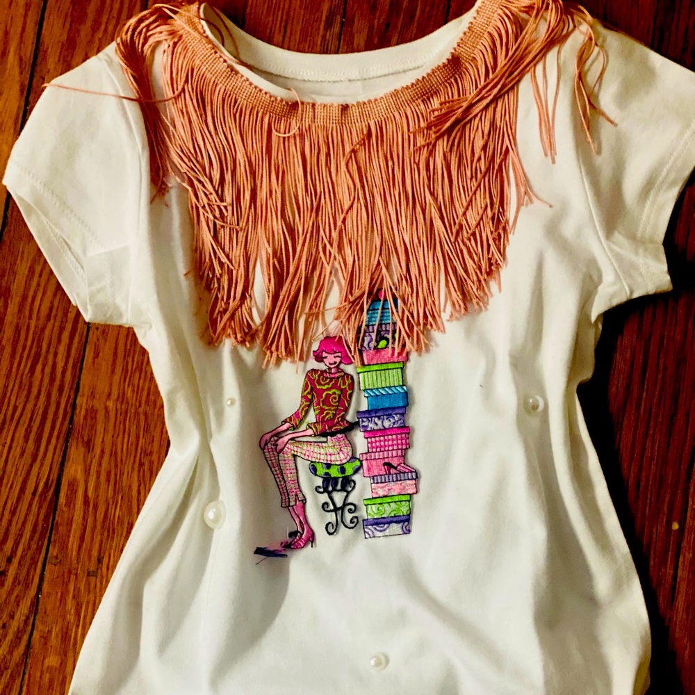 Handmade girls fringe tee